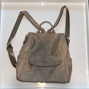 NEW Elegant Grey:beige vegan Leather Backpack/diaper bag